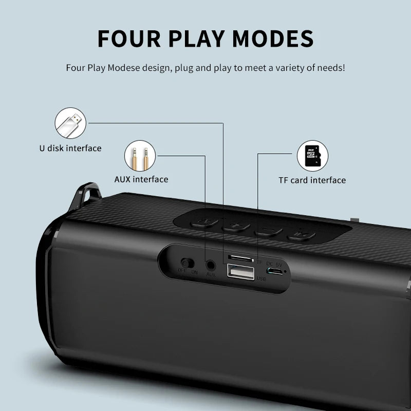 RGB Speaker Portable Wireless Music Player & Soulder Straps LED Bluetooth 5.0 TF USB-C AUX