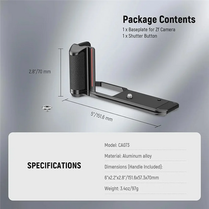 Grip For Nikon Z F Compatible Zf Handgrip L-Shape Design Ultra Thin Retro Formfitting Camera Mounting Baseplate With Handle